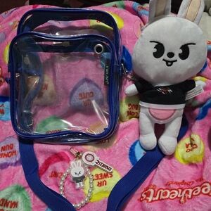 Blue Clear Purse Bag with Leebit Plushy and Accessories